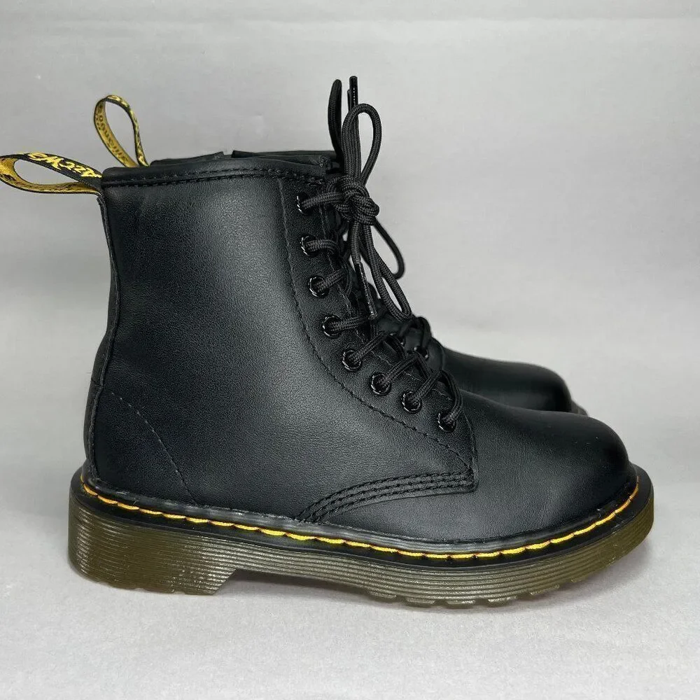 Dr. Martens Boots‎ Boy's Size 12 1460 Softy T Black Leather Lace Up Combat Boots